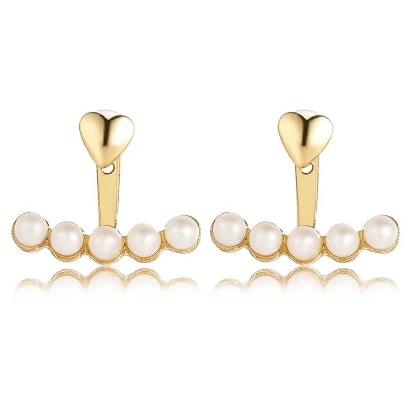 WUKALO 2023 New Elegant Gold Color Heart Pearl Stud Earrings Korean Fashion Jewelry For Woman Girls Accessories Wholesale