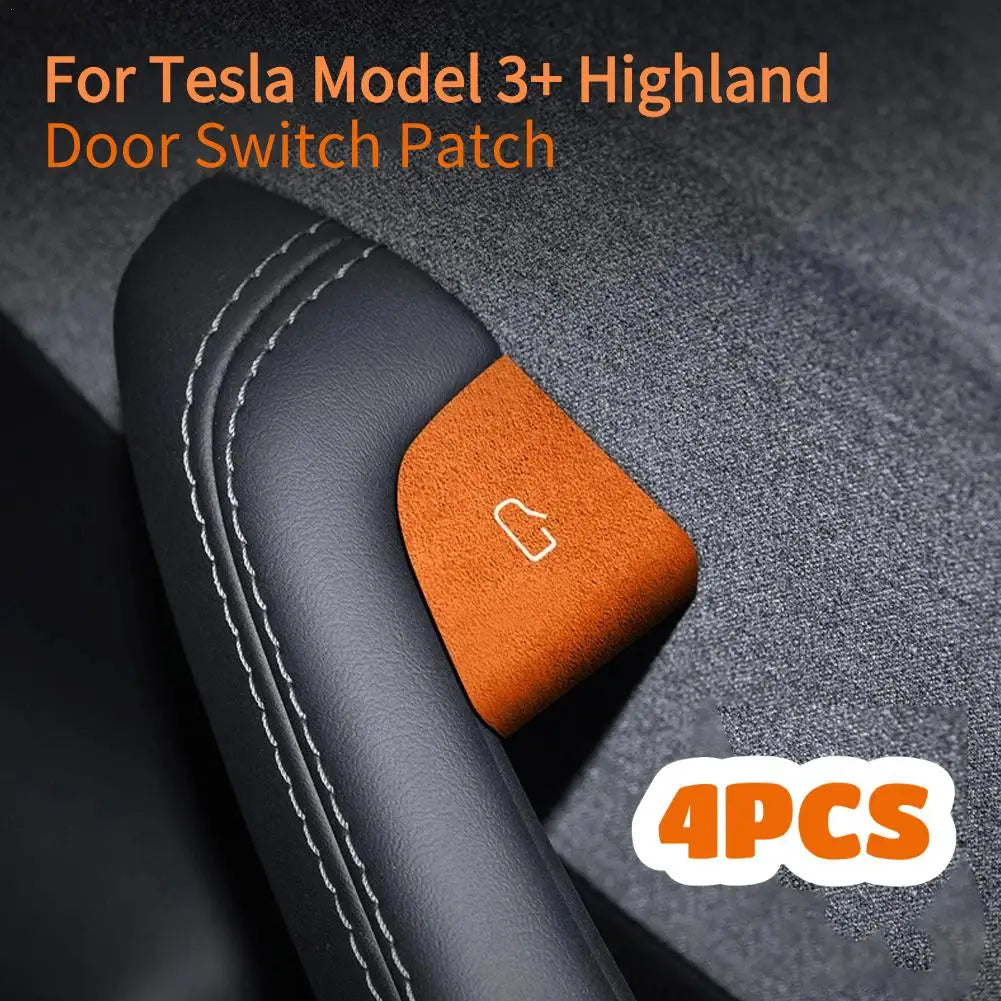 Door Switch Patch For Tesla Model 3+ Highland Alcantara Suede Interior Sticker Modified Sticker Decoration Car Accessories