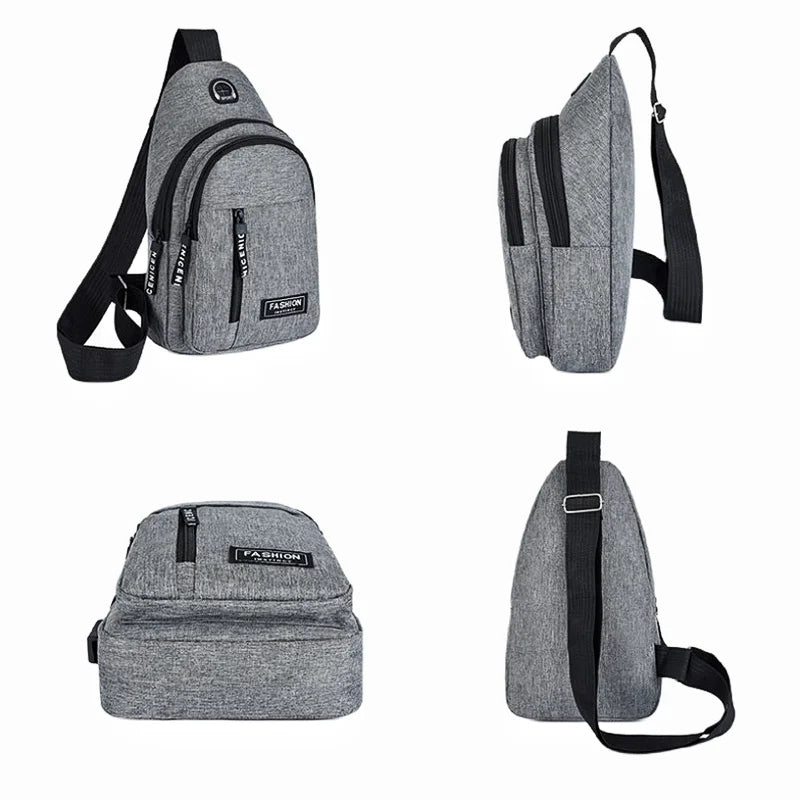 New Multifunctional Chest Bag Men's Fashion Trend Oxford Cloth Shoulder Bag Korean Style Casual Waterproof Messenger Bag