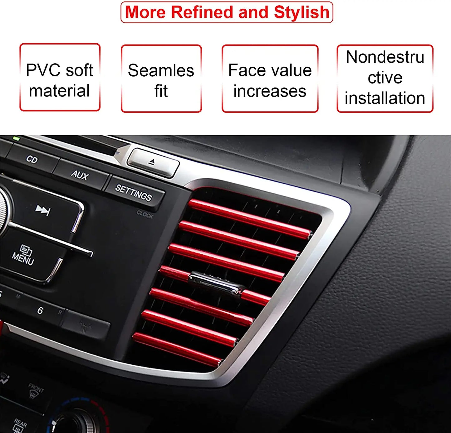 10Pcs 20cm Car Air Conditioner Outlet Decorative U Shape Moulding Trim Decor Strips Car Styling Car Door Edge Corner Protector