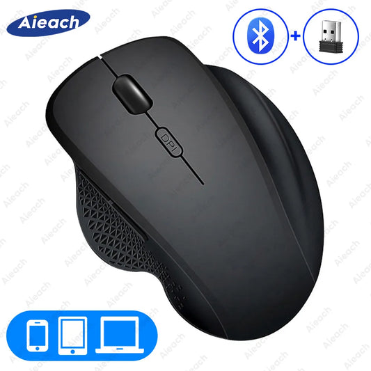 Rechargeable Ergonomic Bluetooth Mouse 1600 DPI Dual Mode Wireless Computer Mice For Laptop/Notebook/iPad/Tablet/Mac/Chromebook