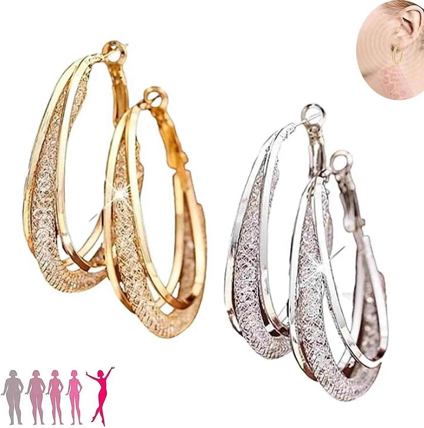 Lymphatic Drainage Slimming Hoop Earring Flysmus Halolux Lymphvity Magnetotherapy Germanium Earrings Acupuncture Therapy Earring