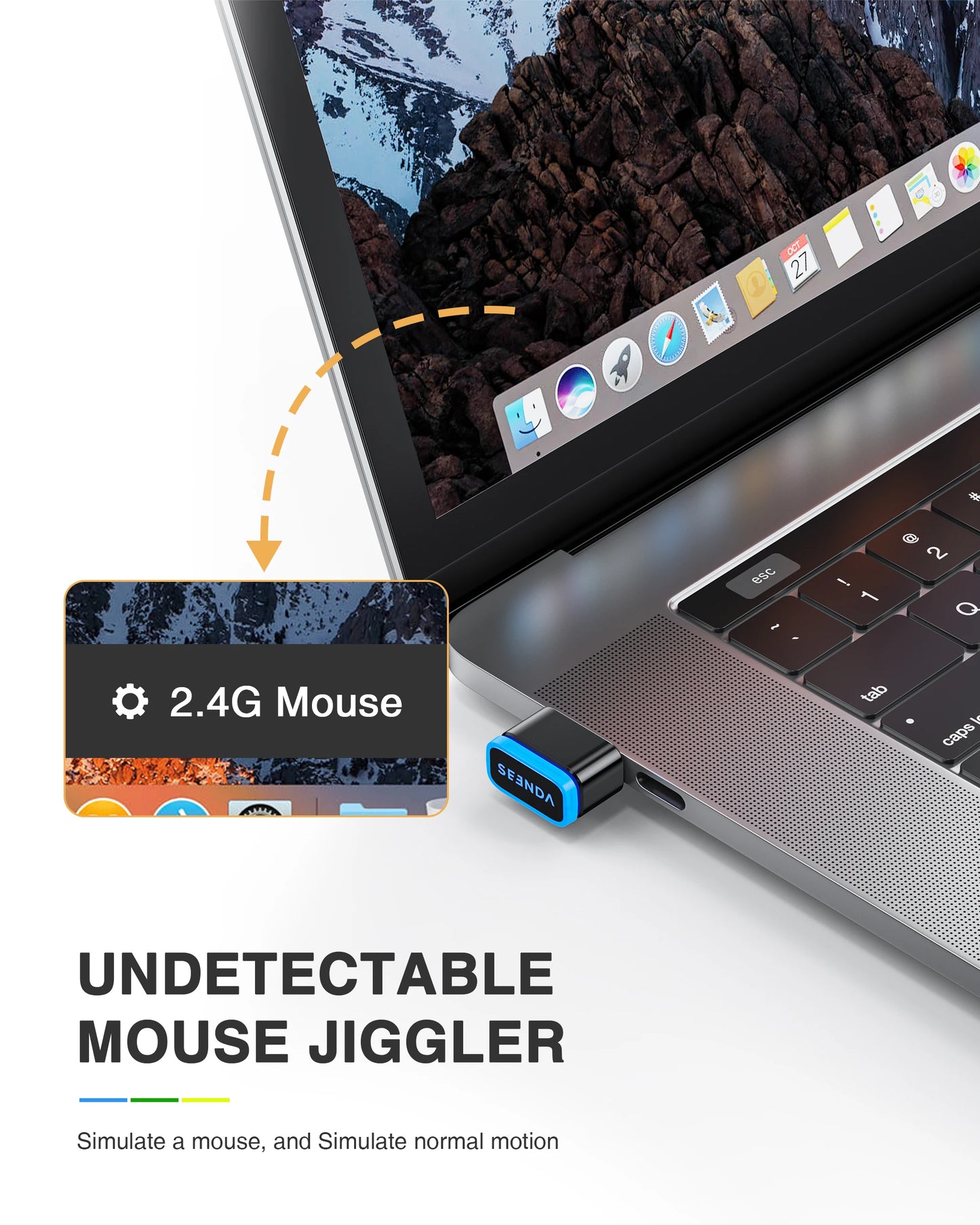 Seenda DK16 Mouse Jiggler Undetectable Mouse Mover Shaker Simulate Mice Driver-Free Keeps Computer PC Laptop Awake