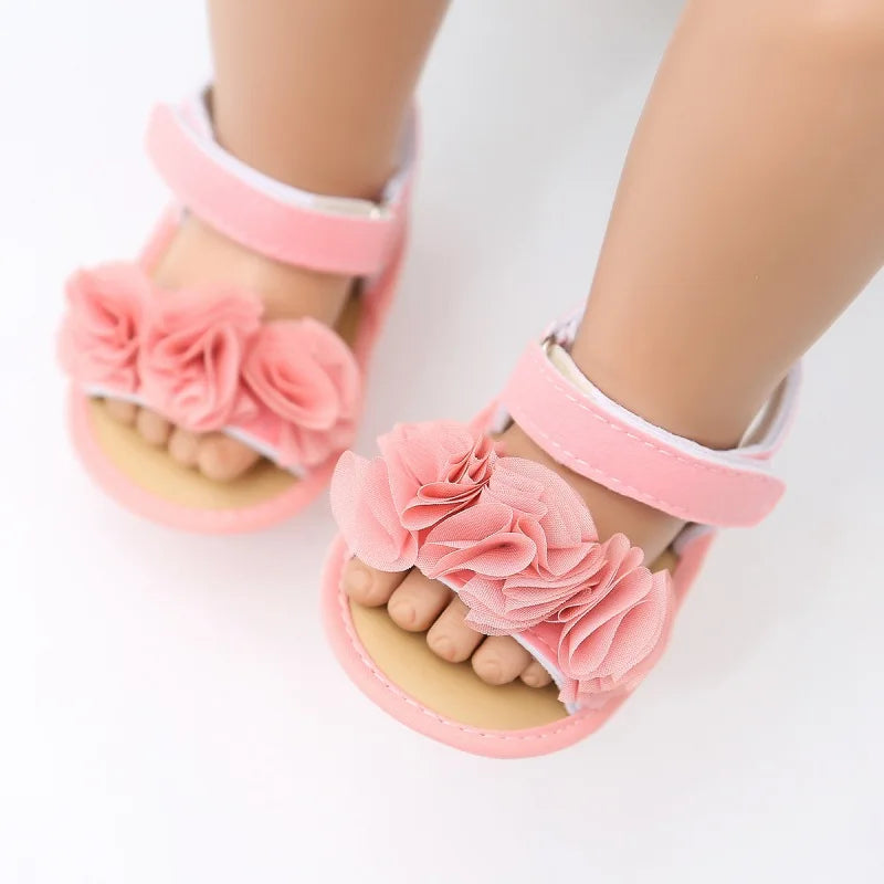 Baywell Summer Fashion Infant Soft-soled Non-slip Shoes Newborn Baby Girls Flower Lace Sandals 0-18 months