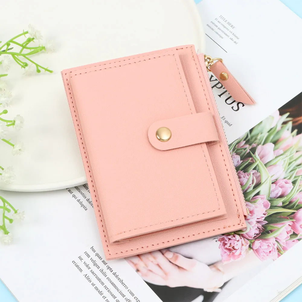 Cute Fashion PU Leather Mini Coin Purse Women Solid Color Credit Card Holder Bags Small Wallet Money Bag Purse Card Holder