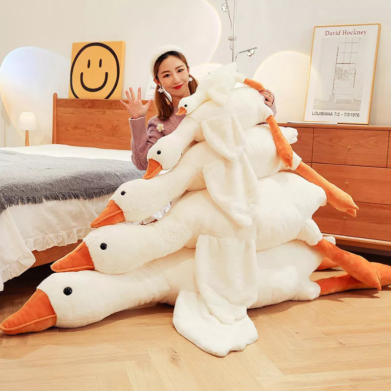 50-190cm Cute Big White Goose Plush Toy Kawaii Huge Duck Sleep Pillow Cushion Soft Stuffed Animal Doll Birthday Gift for Girl