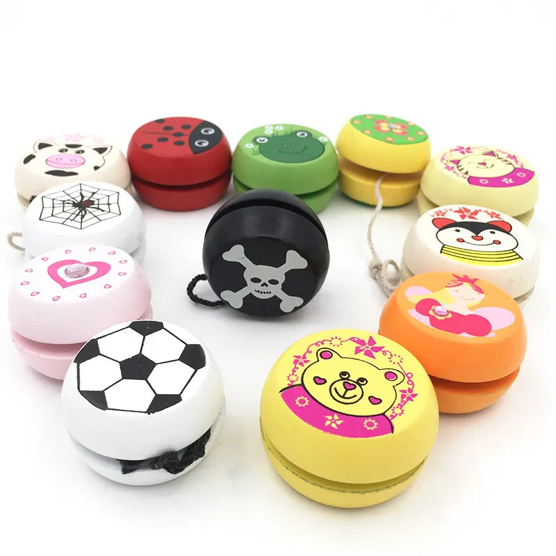 23 Style Cute Animal Prints Wooden Yoyo Toys Ladybug Toys Kids Yo-Yo Creative Yo Yo Toys for Children 5cm Wooden Yo Yo Ball