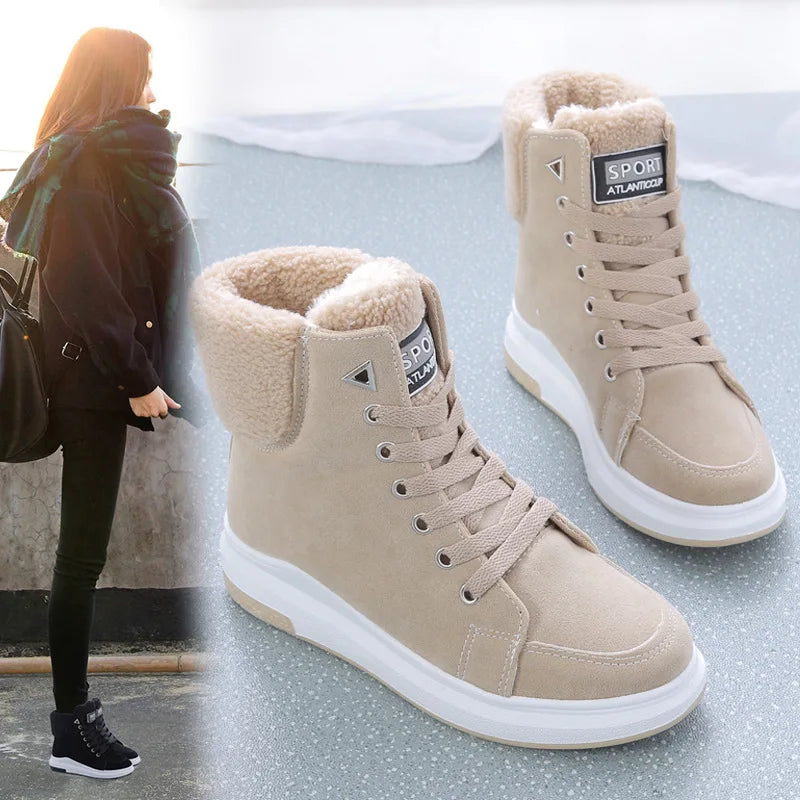 Platform Women's Shoes Winter Women Sneakers Warm Fur Plush Lady Casual Shoes Lace-up Fashion Woman Chunky Sneaker tenis femme