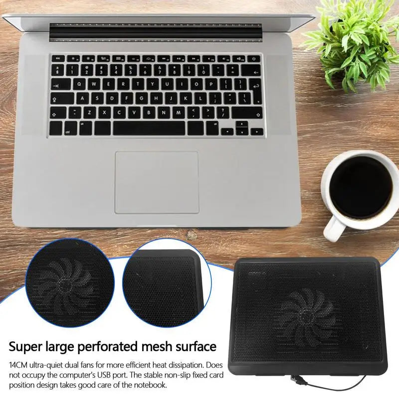 Universal Laptop Fan Cooler Cooling Pad Quiet Notebook Cooling Mats Stand Adjustable Angled Notebook Cooler Laptop Accessories