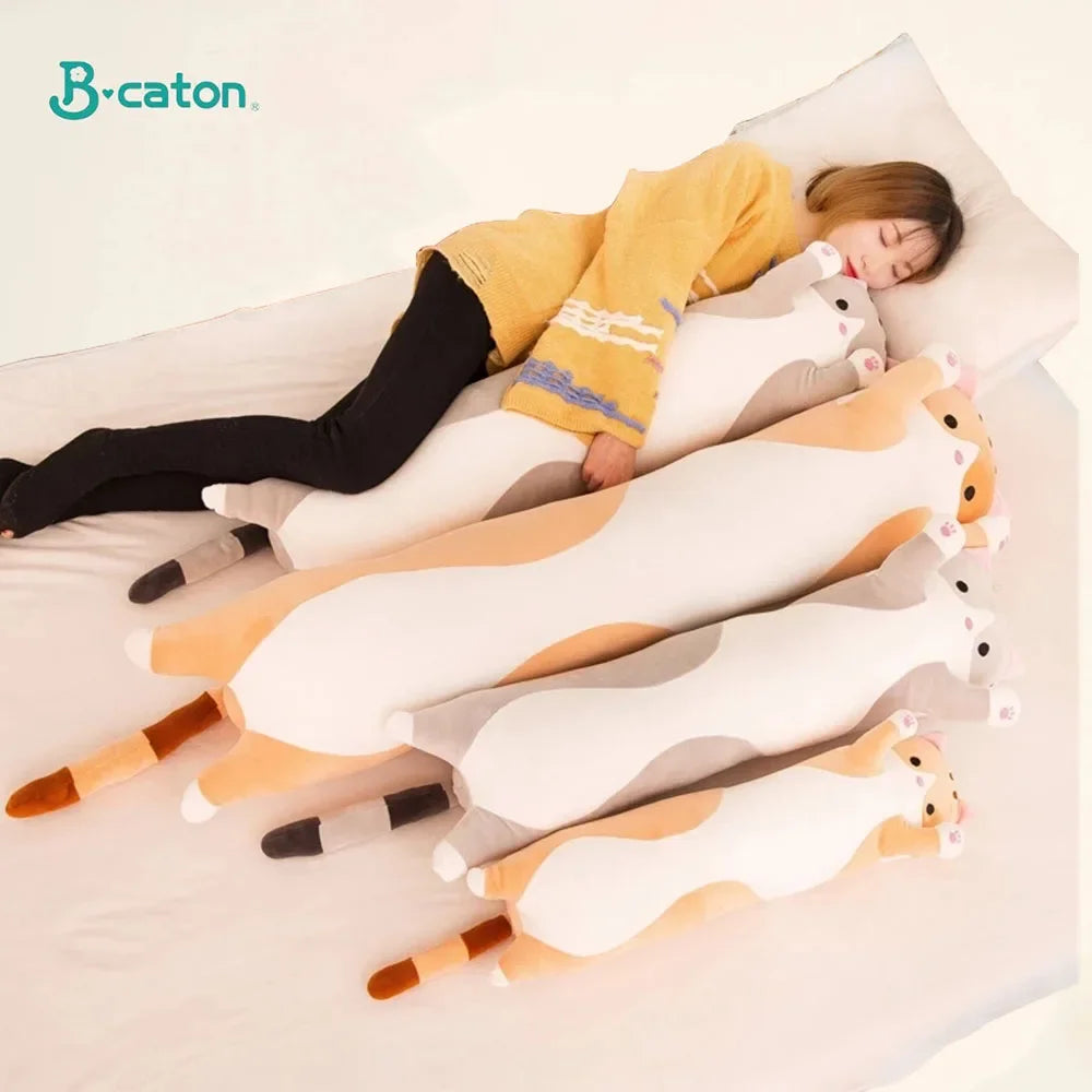 Cute Soft Long Cat Pillow Plush Toys Stuffed Office Sleeping Pillow Christmas Birthday Gifts for Kids Girl Size 50/70/90/110cm