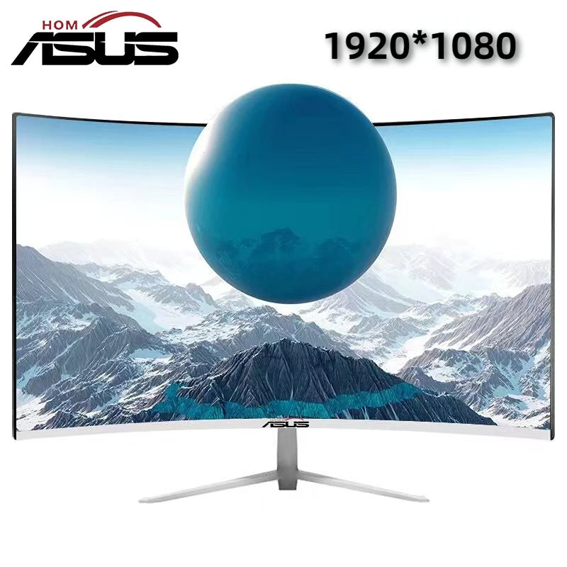 ASUSHOM 24 Inch  144HZ Monitor Display Curved Screen Computer Monitor PC 1K HD Gaming VGA HDMI