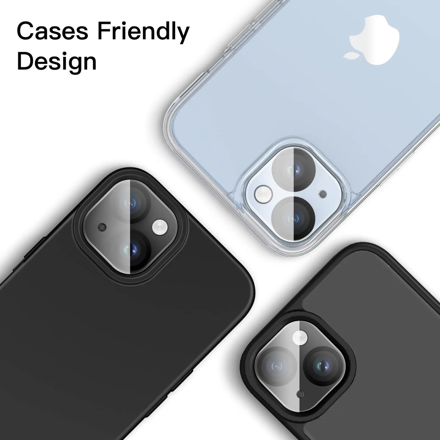 Camera Lens Protector for iPhone 15 14 13 12 11 Plus 9H Tempered Glass Anti-Scratch Anti-Spy Tempered Glass Film