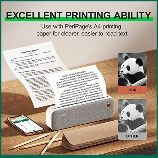 PeriPage A4 Thermal Portable Printer Wireless Inkless Bluetooth Mobile Travel Printer For Android iOS 203DPI Photo Printing