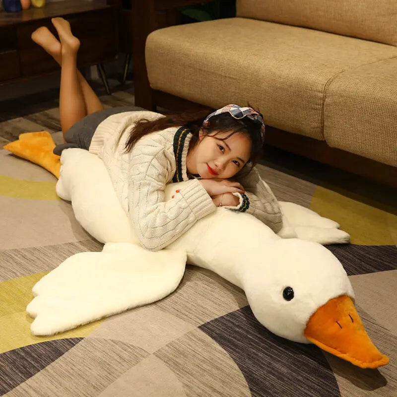 50-190cm Giant Goose Plush Toys Soft Stuffed Boba Duck Sleep Pillows Cute Animal Big Goosey Floor Mat Dolls Girl Christmas Gifts