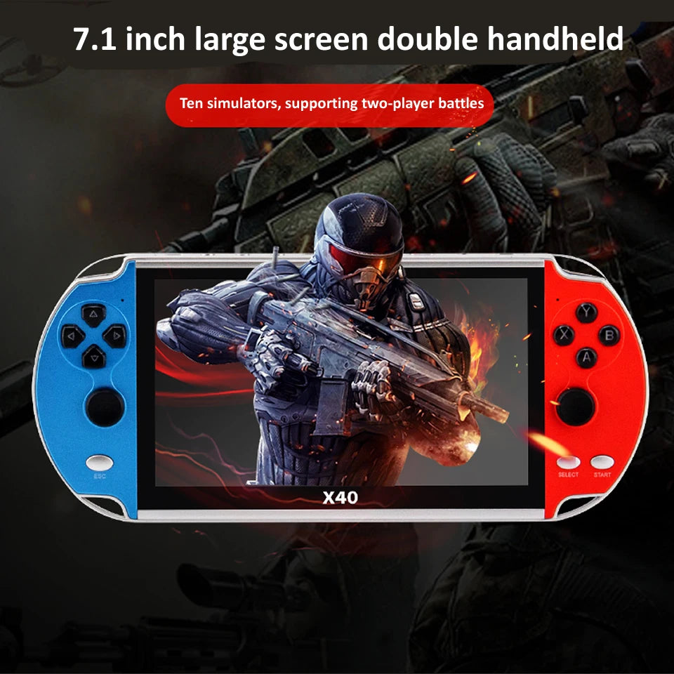 QZT Handheld Game Console 4.3/5.1/7.1 Inch Screen Portable Retro Games Double Rocker Built-in 20000 PSP Classic Games Games Gift