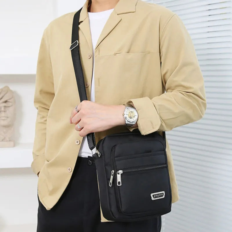 Men's Shoulder Bag Business Leisure Large Capacity Portable Handbag Multi Layer Waterproof Summer Male's Crossbody Bags