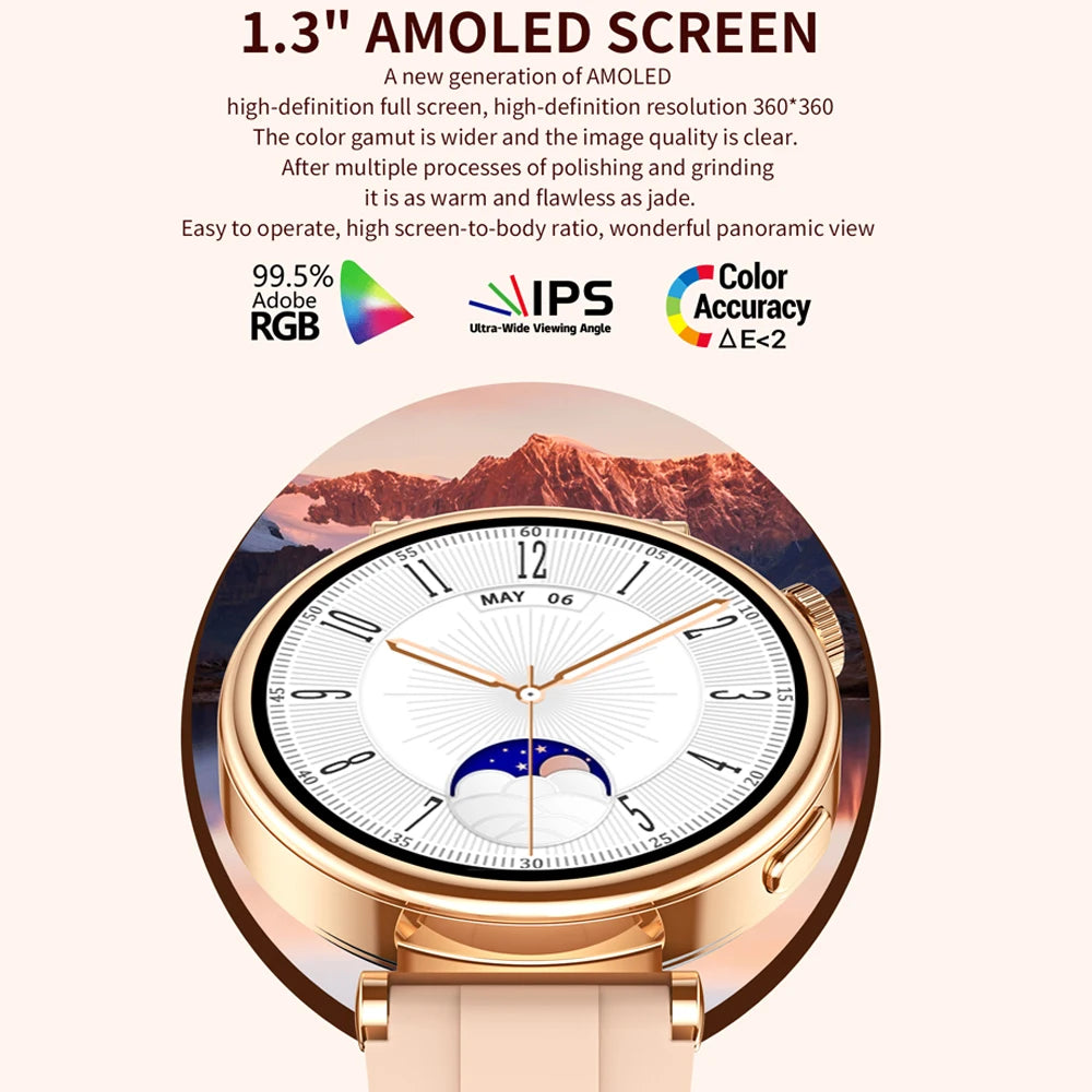 For Watch 4 mini 2024 New Fashion Women Smartwatch AMOLED Screen Always Display Heart Rate Bluetooth Call Smart Watch Ladies+Box