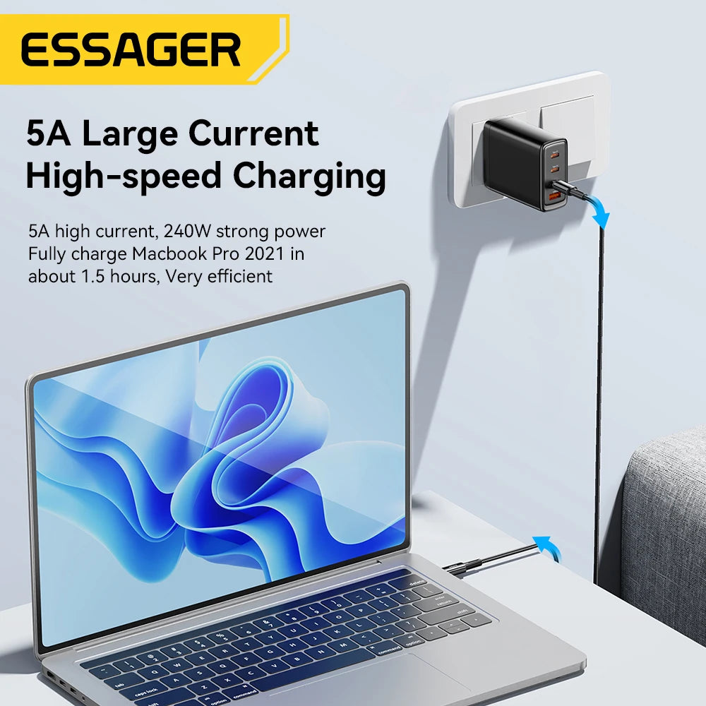 Essager 240W Super Fast Charge Type-C 67W Cable Quick Charge USB Cable 6A For Xiaomi 12Pro Redmi K50 Note 11Pro Black Shark 5Pro