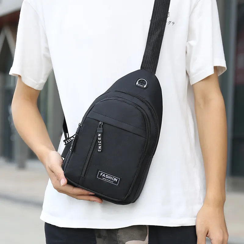 New Multifunctional Chest Bag Men's Fashion Trend Oxford Cloth Shoulder Bag Korean Style Casual Waterproof Messenger Bag