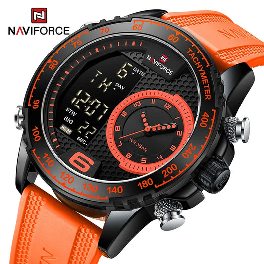 NAVIFORCE Military Sport Watches for Men Water Resistant Soft Silicone Strap Man Clock Luxury Luminous Male Wristwatches NF9199T