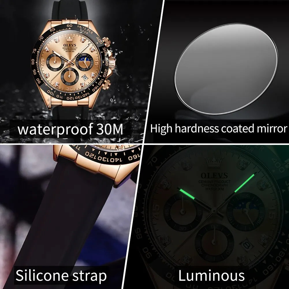 OLEVS Luxury Men Watch Quartz Man Watches Waterproof Luminous Top Brand Watch for Men Date Chronograph Sport Wristwatch