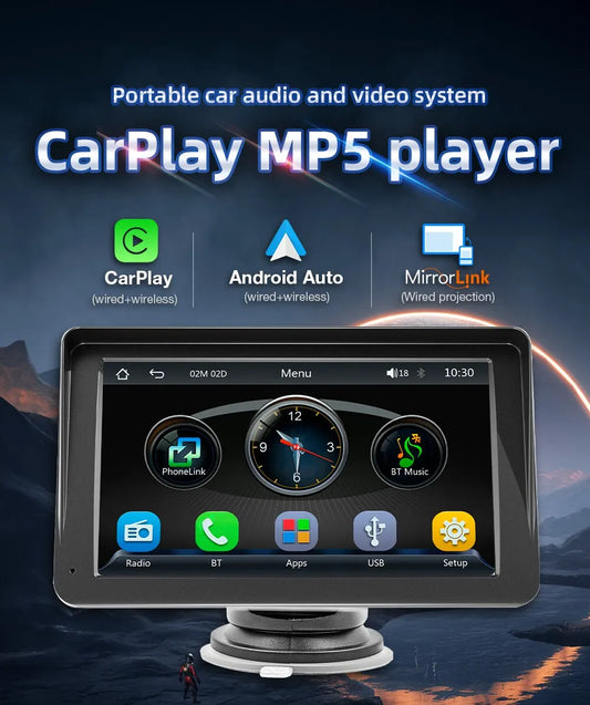 Universal 7inch Car Radio Multimedia Video Player Wireless Carplay And Wireless Android Auto Touch Screen Sun Visor 5300