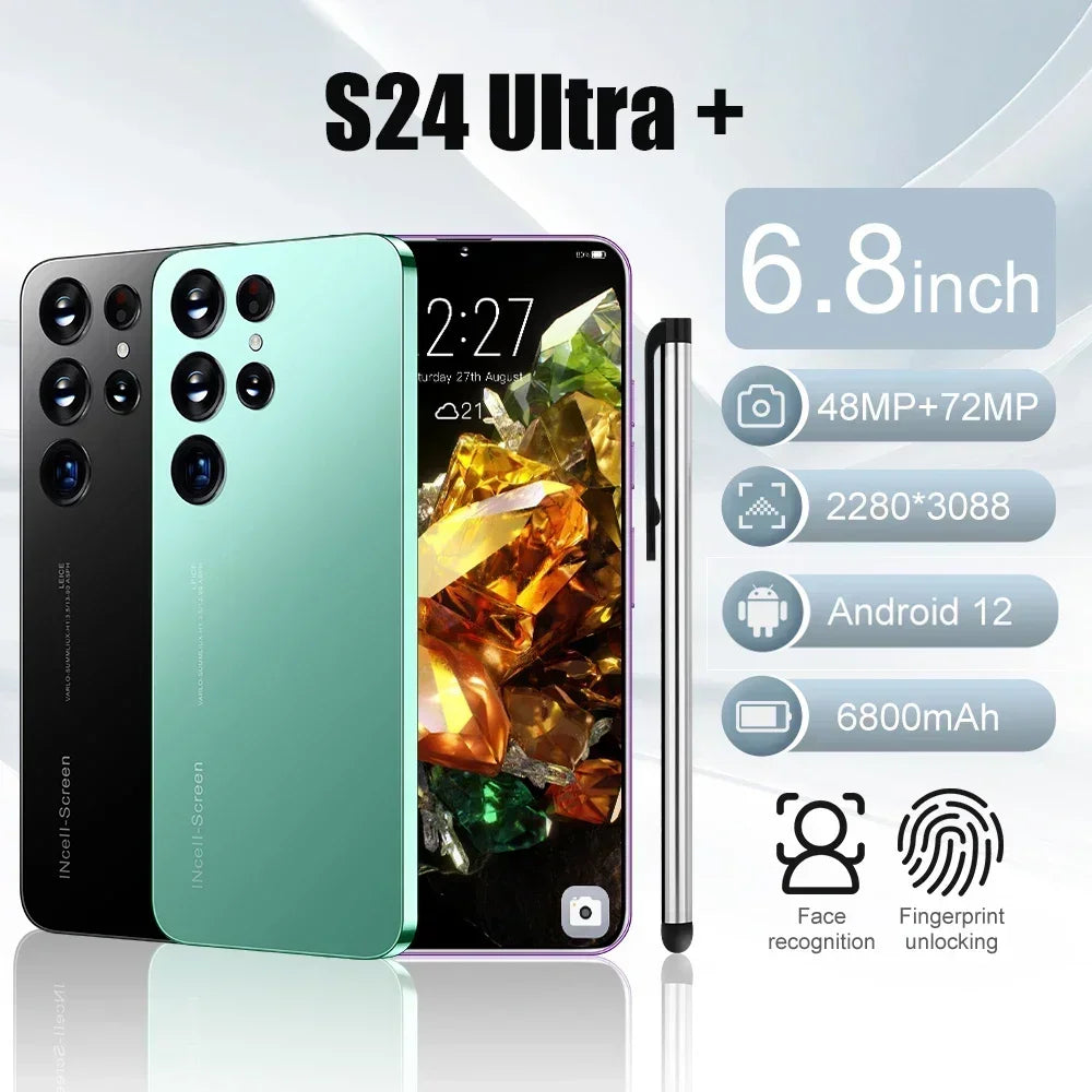 هاتف ذكي جديد وأصلي S24 Ultra+ 5G 6.8HD 16G + 1T ثنائي الشريحة يعمل بنظام Android هاتف محمول مفتوح 64 ميجابكسل 7000 مللي أمبير في الساعة