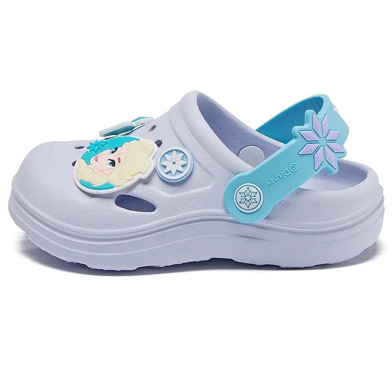 Disney Children's Casual Shoes Frozen Baby Indoor Home Anti slip Princess Elsa Cartoon Beach Blue EVA Summer Shoes Size 15-20