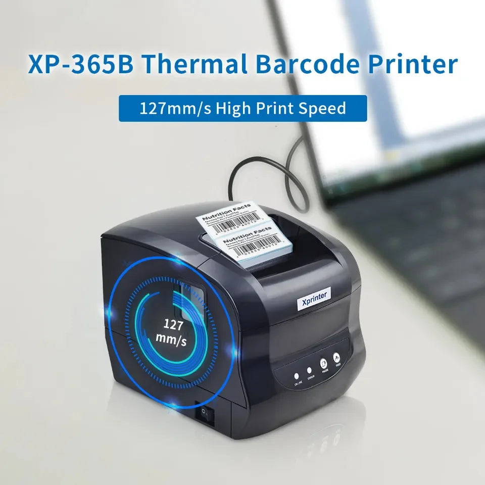 Xprinter 365B Thermal Label Printer Barcode Sticker Receipt Printer Support 20-80mm 2 In 1 Print Machine for Android iOS Windows