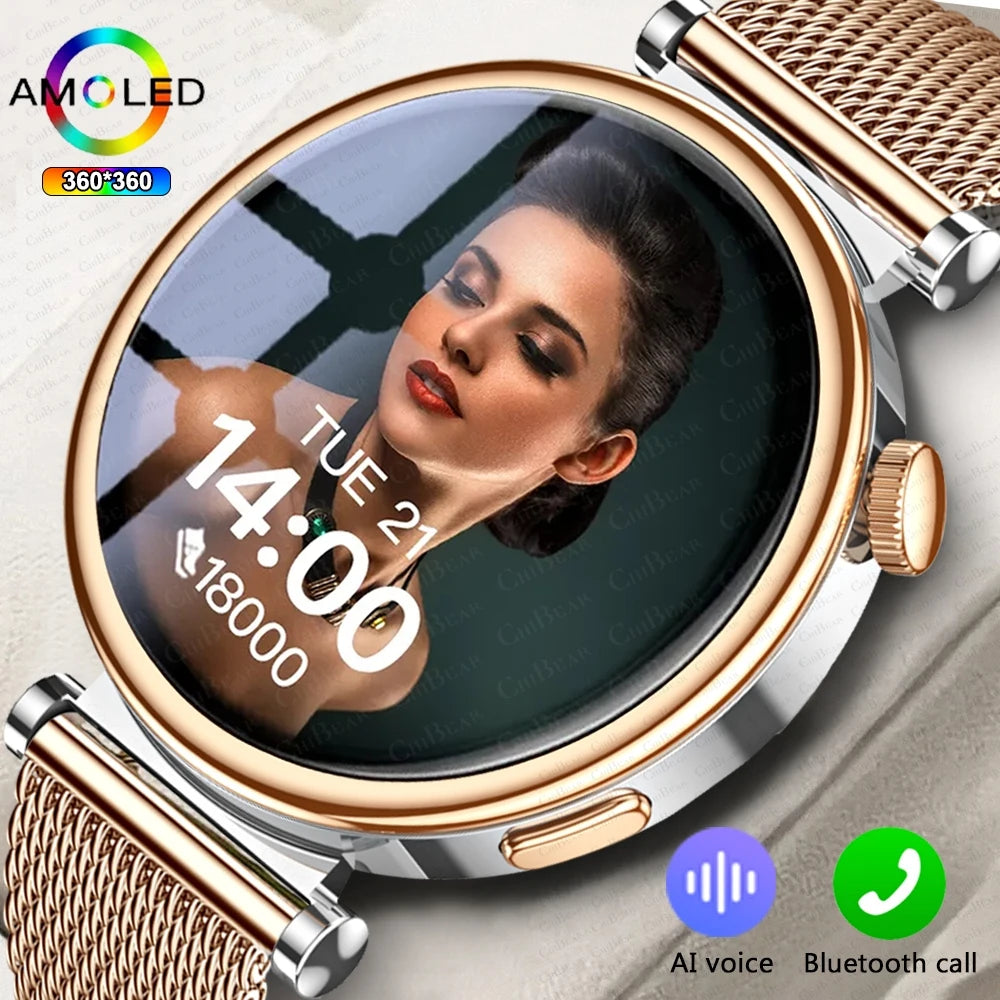 For Watch 4 mini 2024 New Fashion Women Smartwatch AMOLED Screen Always Display Heart Rate Bluetooth Call Smart Watch Ladies+Box