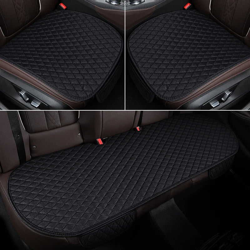 Linen Car Seat Covers for All Seasons Premium Flax Vehicle Seat Cushion Non-Slip Protector Universal Fits Most Van SUV Truck