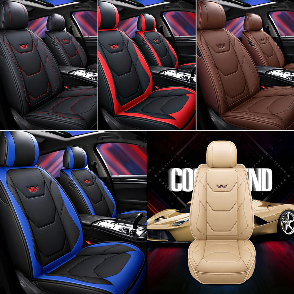 New Car Seat Covers Full Set Universal Fit Seat Protectors PU Leather Automobiles Seat Back Covers Auto Interior Accessories