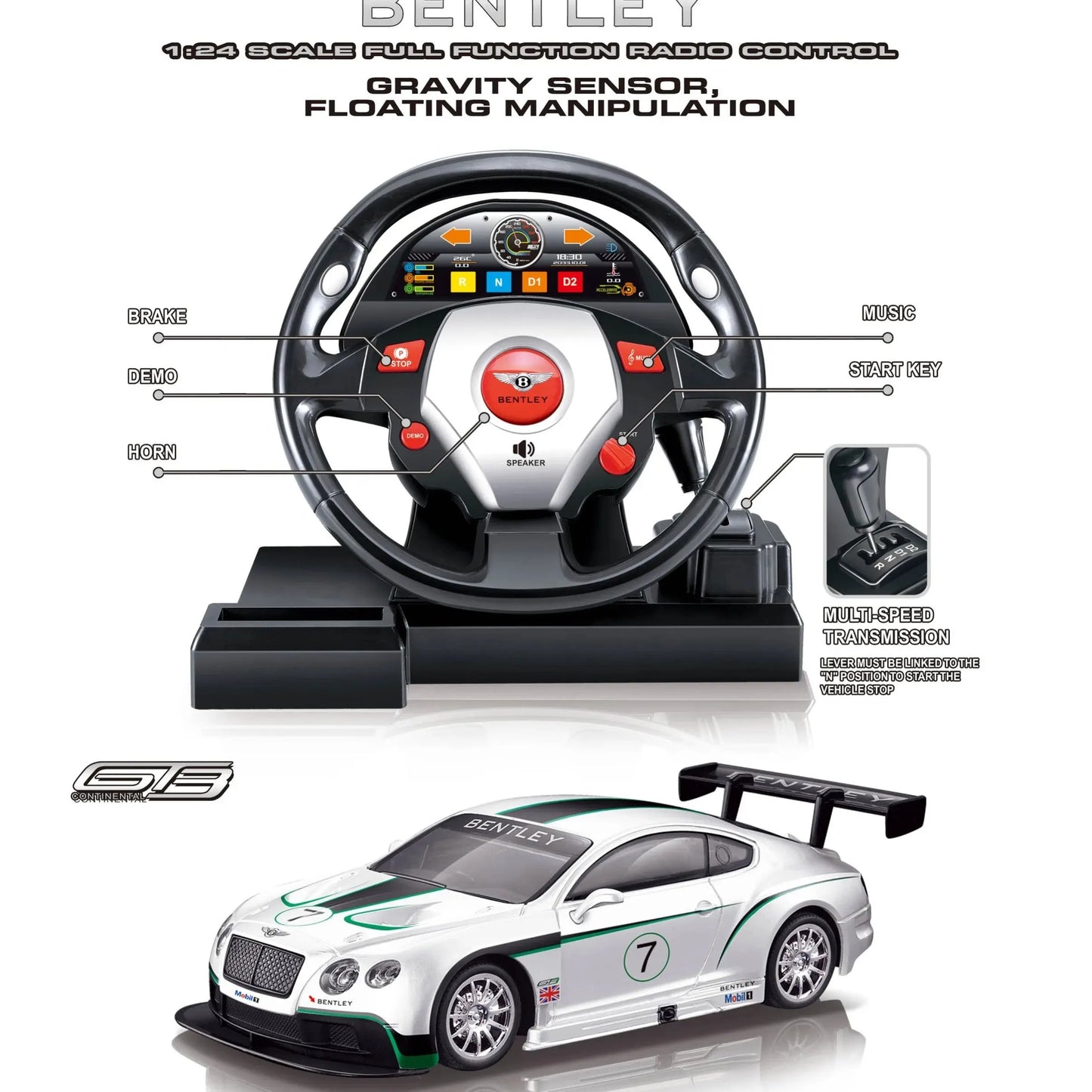 Bentley Remote Control Car, Compatible with 1:24 Ratio Bentley RC Vehicles, Car Toys, Christmas Gifts, High-speed Cars