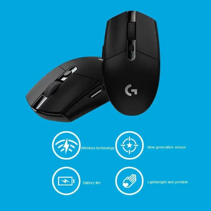 ماوس ألعاب الكمبيوتر Logitech G304 اللاسلكي 2.4 جيجاهرتز، ماوس مريح Hero Engine بدقة 12000 نقطة في البوصة، مزود بتقنية البلوتوث، ملحق كمبيوتر شخصي يعمل بنظامي التشغيل Windows وMac OS، هدية