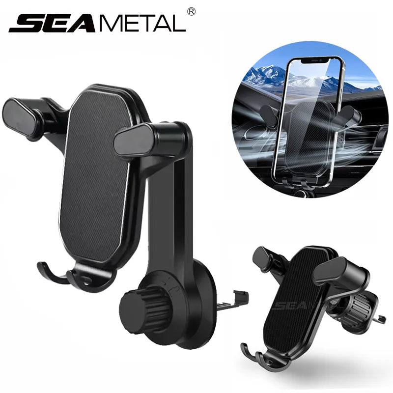 SEAMETAL Gravity Car Phone Holder Air Vent Hook Phone Mount 360-Degree Rotation Smart Phone Holder for Car One-Hand Placement