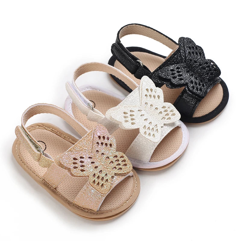 2022 New Style Baby Girls Shoes Fashion PU Bow Summer Casual Garden Sandals First Walker White Baptism Shoes