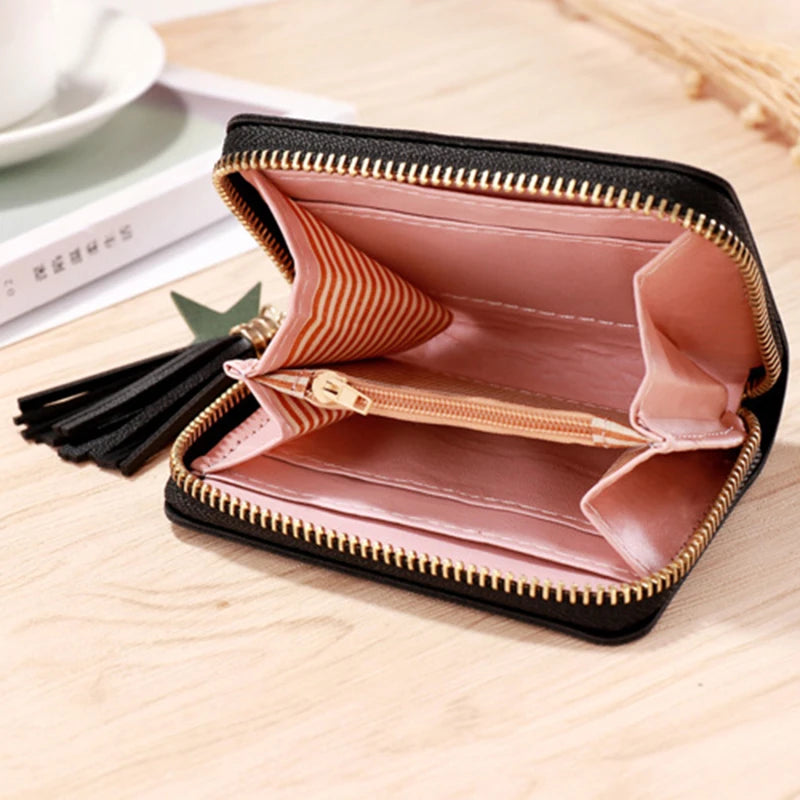 1PC Wallet Women Ladies Mini Tassel Wallets Cute Short Zipper Lovely Pu Leather Coin Purse Female Hand Wallet