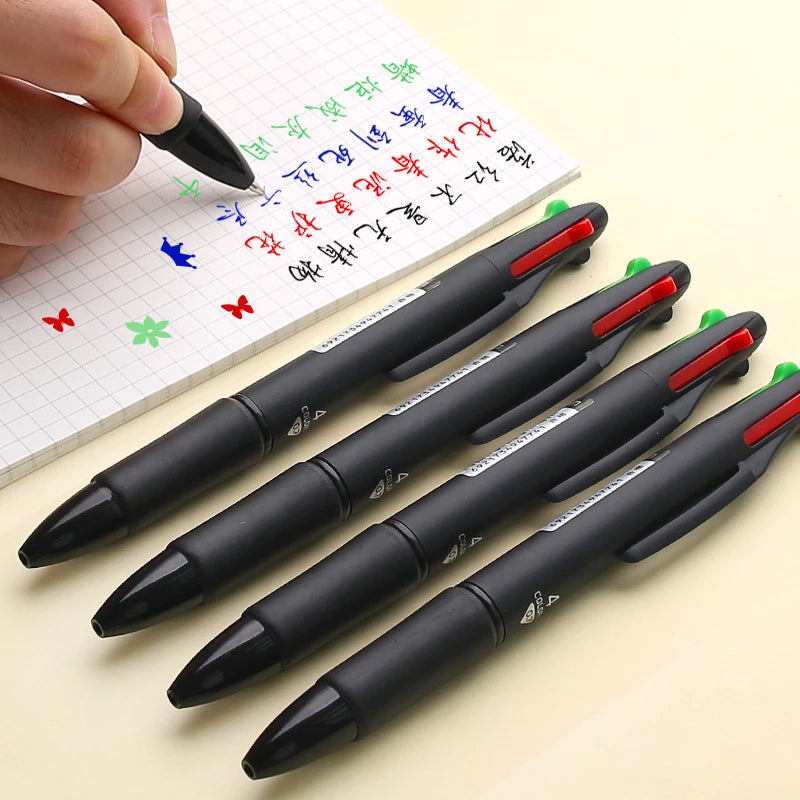 Deli Multifunction Ballpoint Pen 4 in 1 MultiColor Pen 0.7mm Retractable Ballpoint Pens For Marker Writing School Stationery