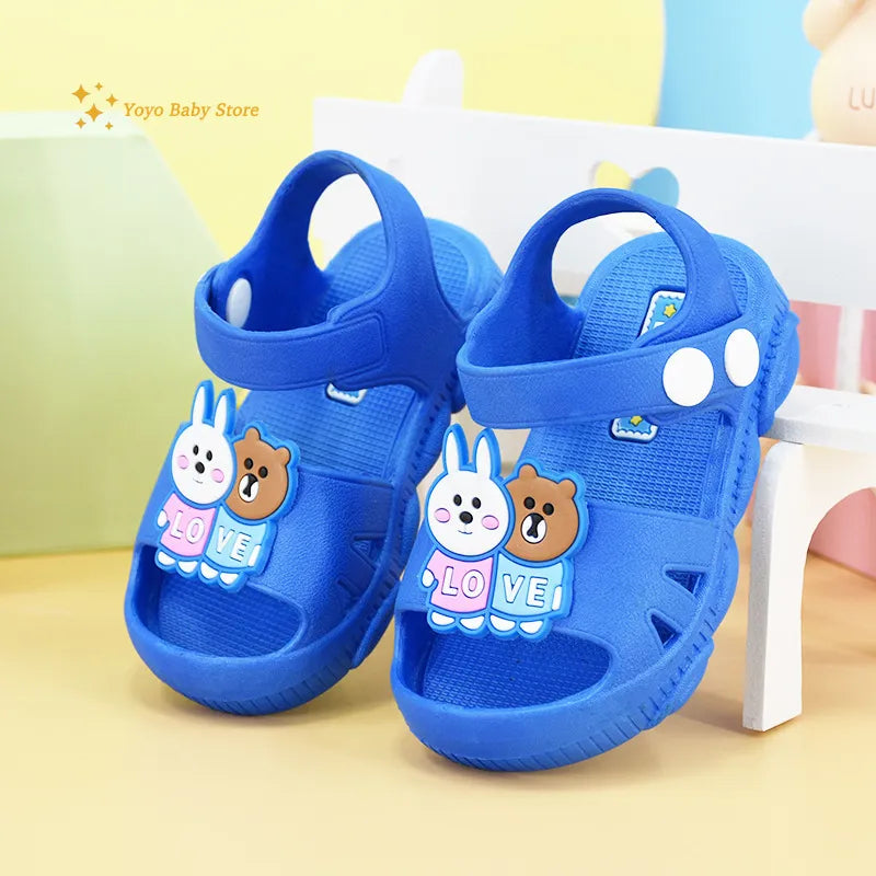 Baby Sandals Flat Heels Solid Summer Baby Shoes Sandals Kids Baby Boys Girls Cartoon Slippers Children's Garden Shoes