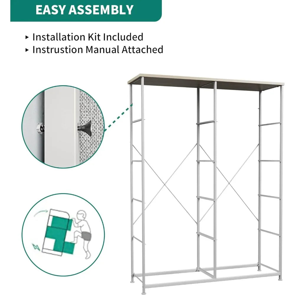 10 Drawer Dresser - Fabric Storage Tower, Living Room, Hallway, Closets & Nursery - Sturdy Steel Frame, (Light Grey)