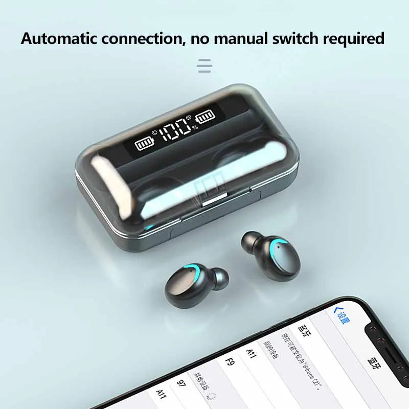 F9 TWS Wireless Earbud Bluetooth Earphone HIFI MUSIC Stereo Headphone With Mic Touch Control Headset For iPhone xiaomo Samsung