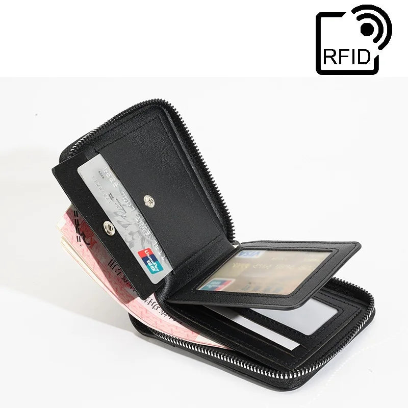 Man Short Wallet RFID Anti-theft ZeroWallet Men's Trendy Brand Wallet Horizontal Fold Short Wallet Anti Magnetic Card Holder