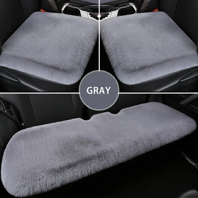 Car Seat Cushion Winter Plush Rabbit Fur Winter Warmth Thick Wool One Piece Square Cushion for Main Driver or Co-pilot