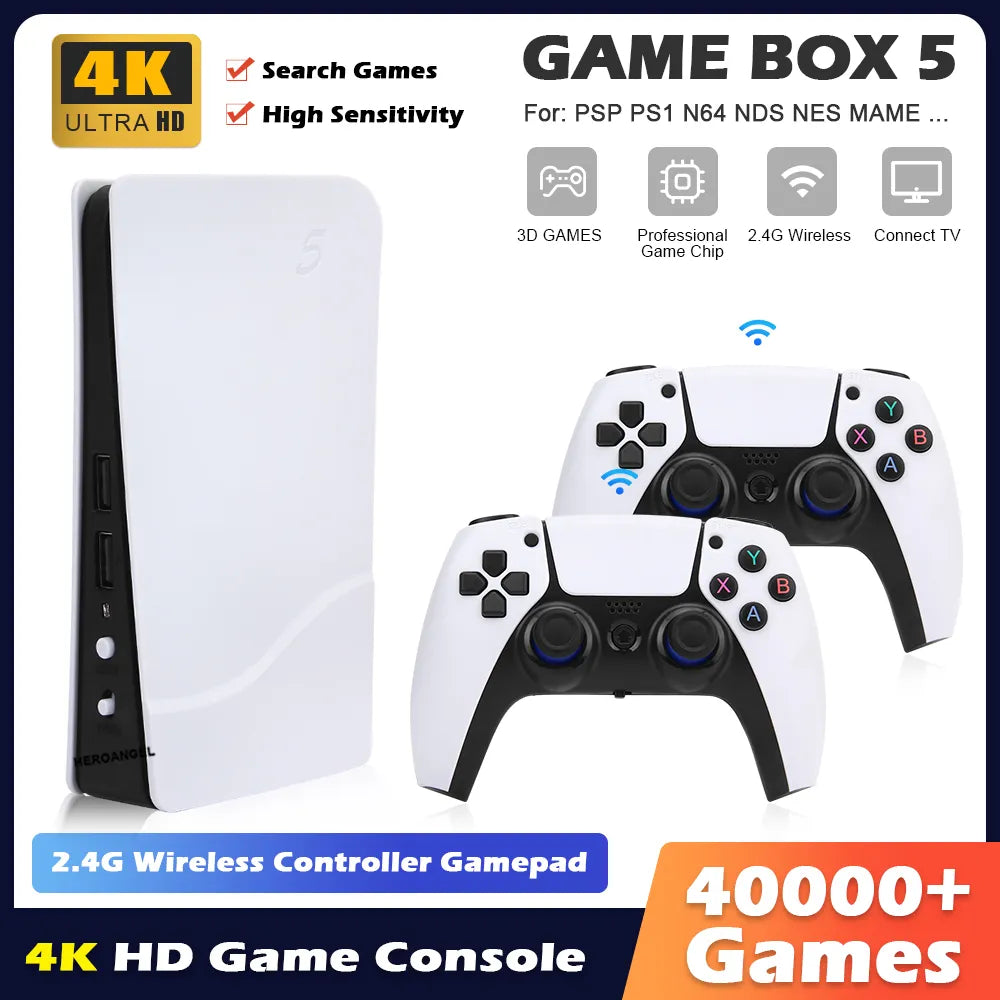 NEW GB5-P5 Retro Video Game Console 4K Output Games Emuelec 4.3 System 2.4G Wireless Controllers For PS1/GB/N64 Simulator Games