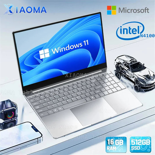 XIAOMA 2024 Laptop Computer Windows 11 Notebook 14.1Inch Intel Celeron N4100 16GB 256GB 512GB 1920*1080 Office Study PC Computer