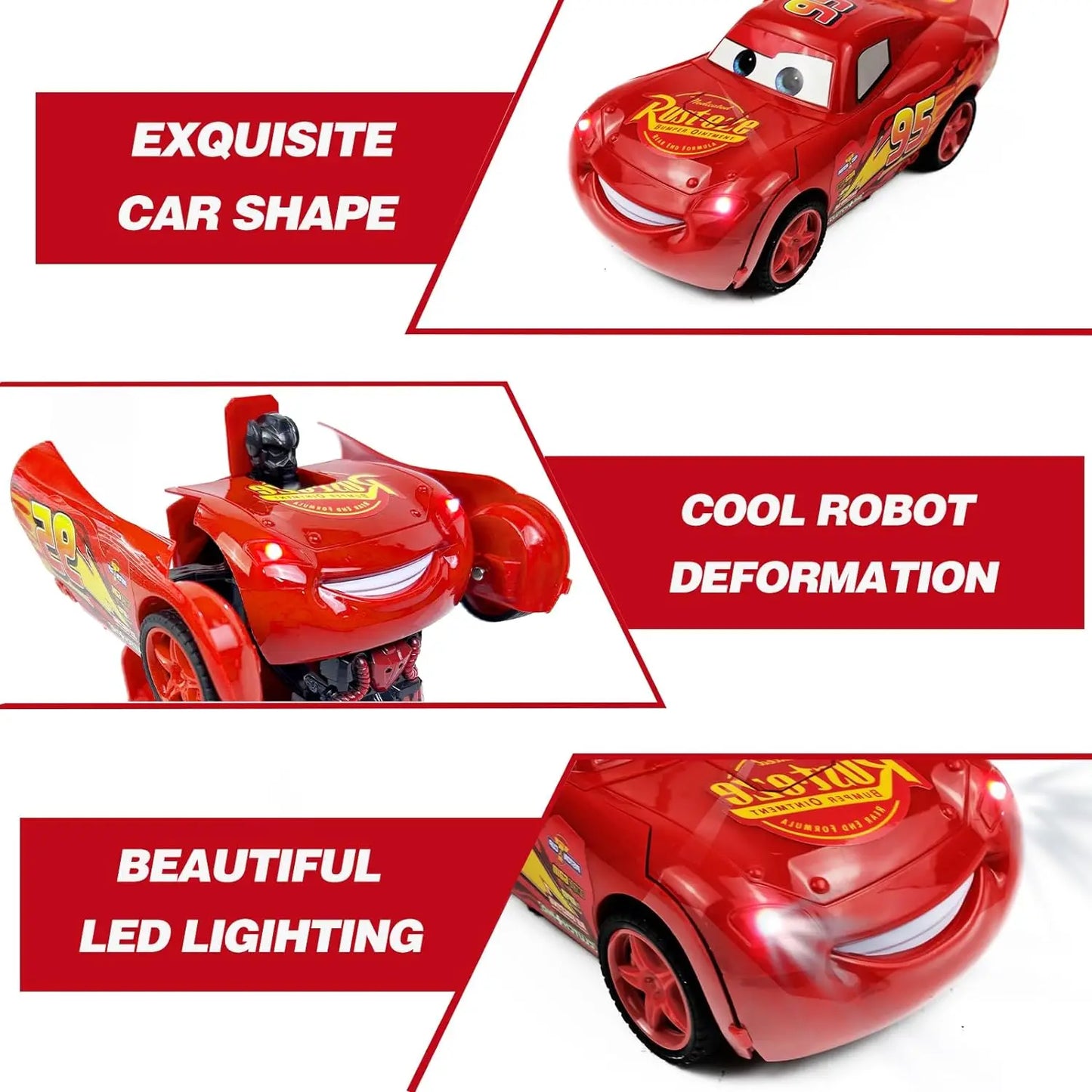 Lightning McQueen Remote Control Car 2in1 Transform Robot RC Cars Deformation Car Model Toy One Button Transformation High Speed