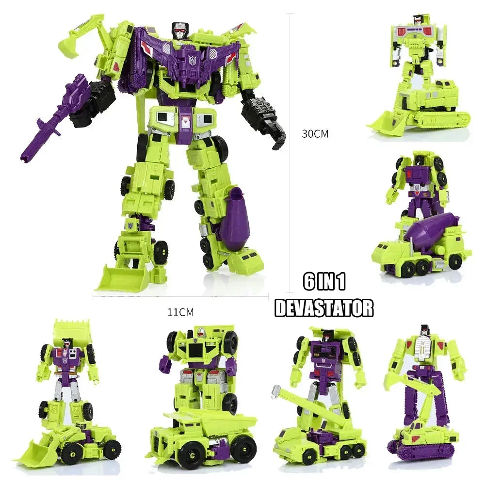 HZX 6In1 Devastator Haizhixing Transformation Toys Anime Action Figure KO G1 Robot Aircraft Engineering Vehicle Model NO Box