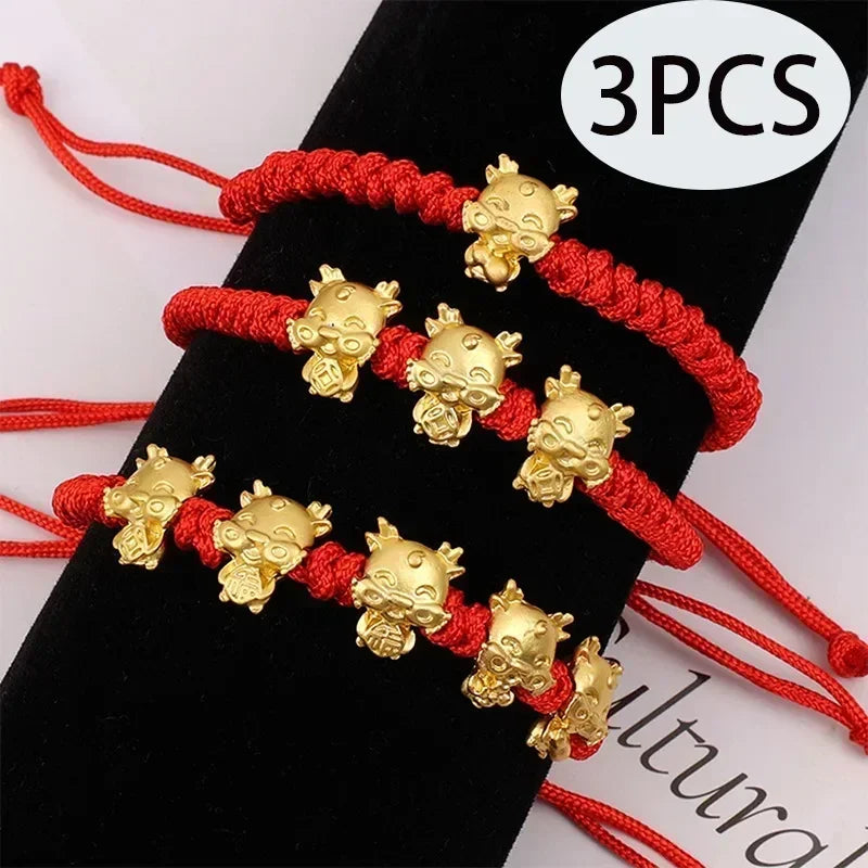 Dragon Year Braided Red Ropes Women Men Fashion Lucky Red Rope Bracelets New Year Anniversary Jewelry Accessories Party Gifts