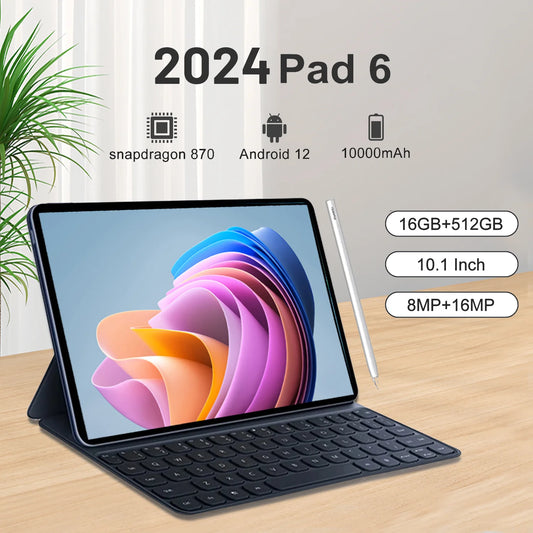 2024 New Tablet Android Xioami Pad 6 Pro 5G Dual SIM Card WIFI 16G+512GB Tablette with keyboard 10000mAh Original Global Tablets