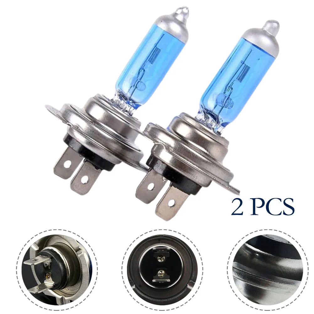 2x Bright H7 55W DC 12V 6000K Xenon Halogen Headlight White Light Lamp Bulbs Car Accessories Quartz Glass Tube